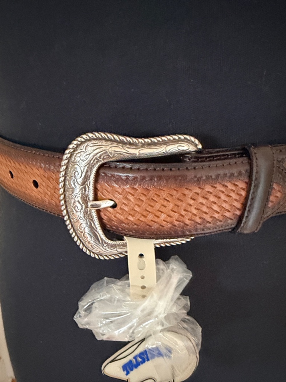 Resistol Men's Brown Tooled Leather Belt with Ornate Silver Buckle